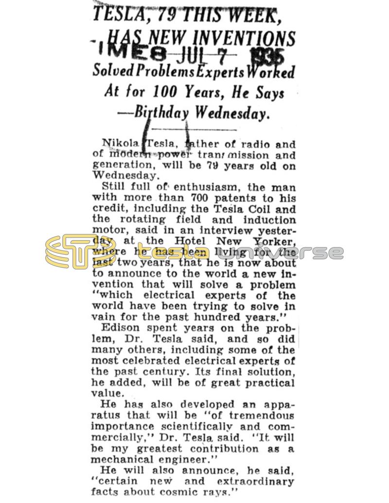 Preview of Tesla, 79 This Week, Has New Inventions article