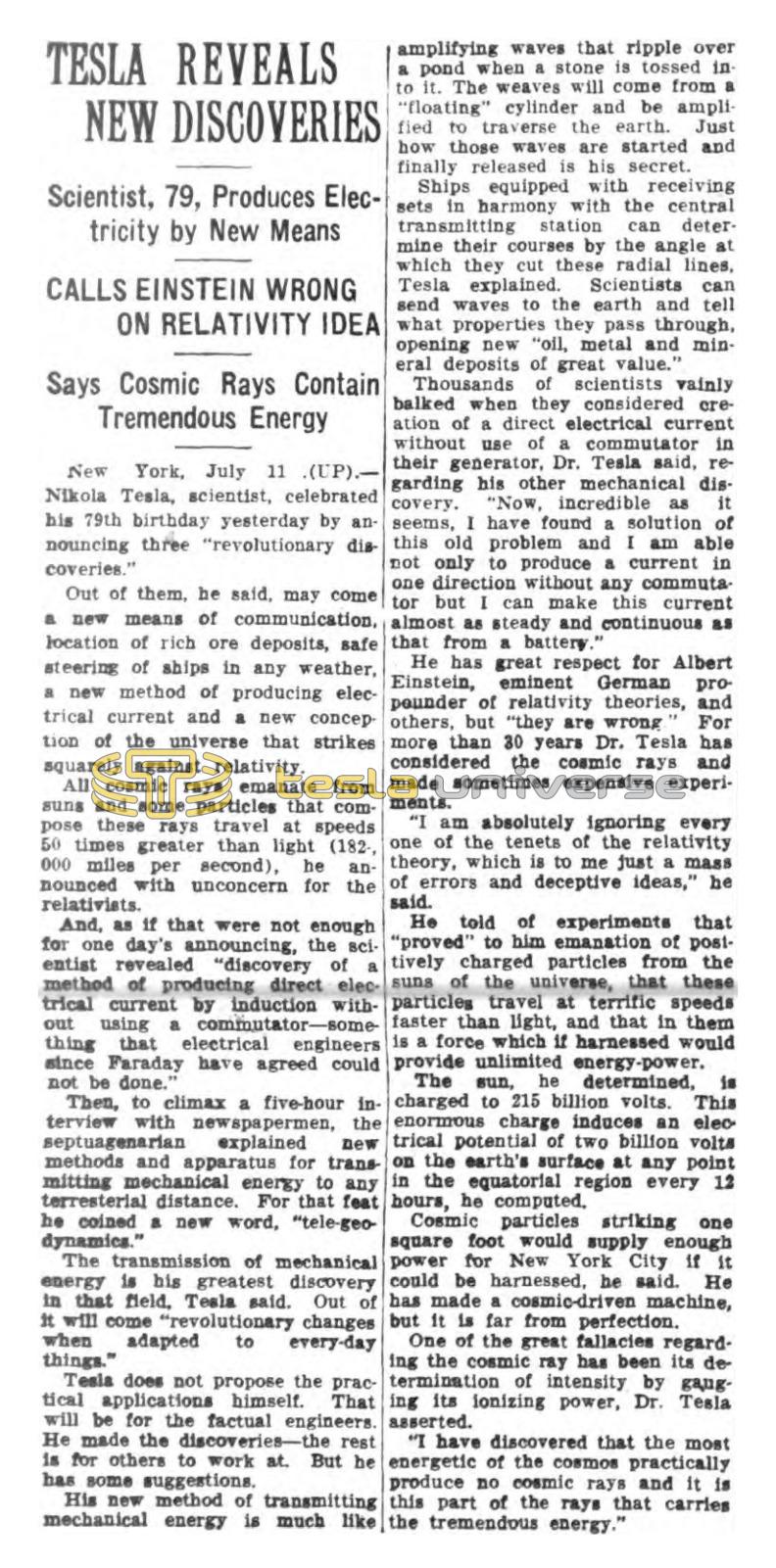 Preview of Tesla Reveals New Discoveries article