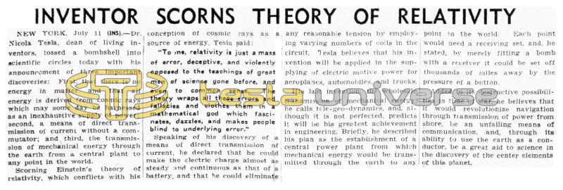 Preview of Inventor Scorns Theory of Relativity article
