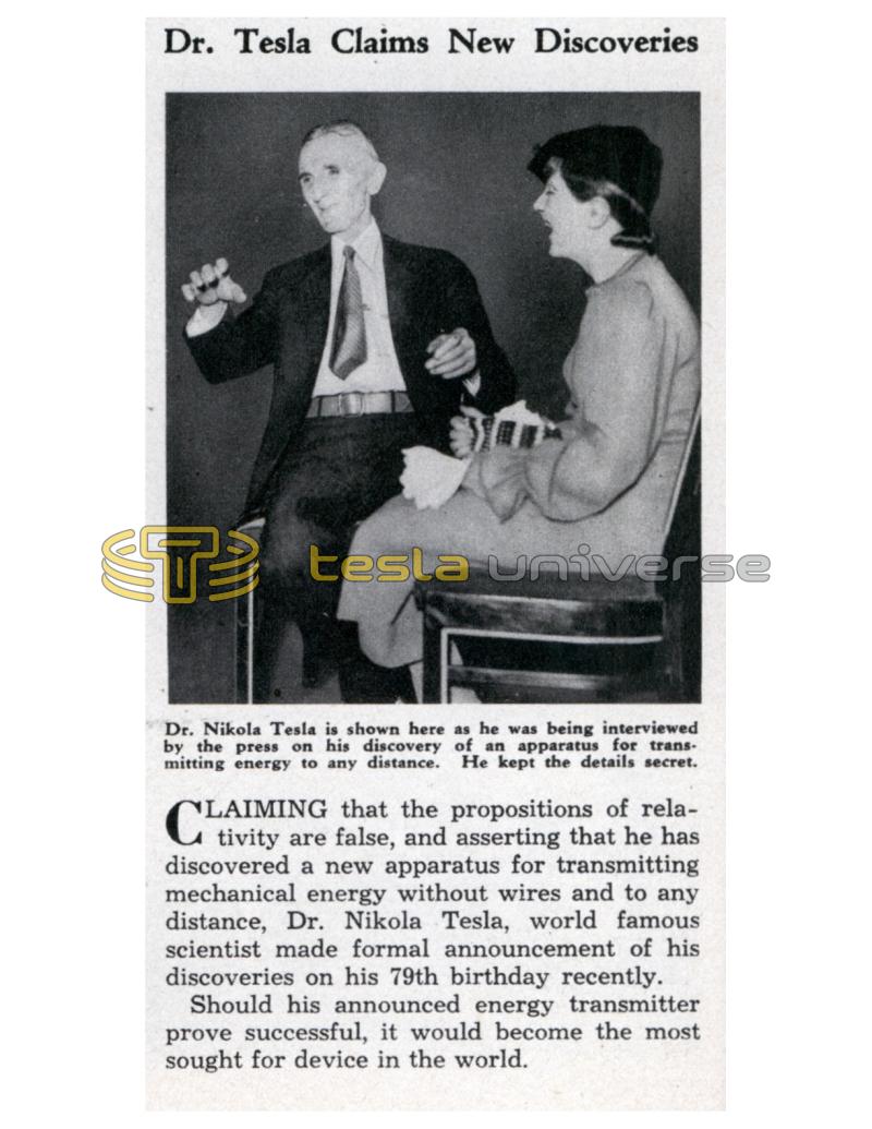 Preview of Dr. Tesla Claims New Discoveries article