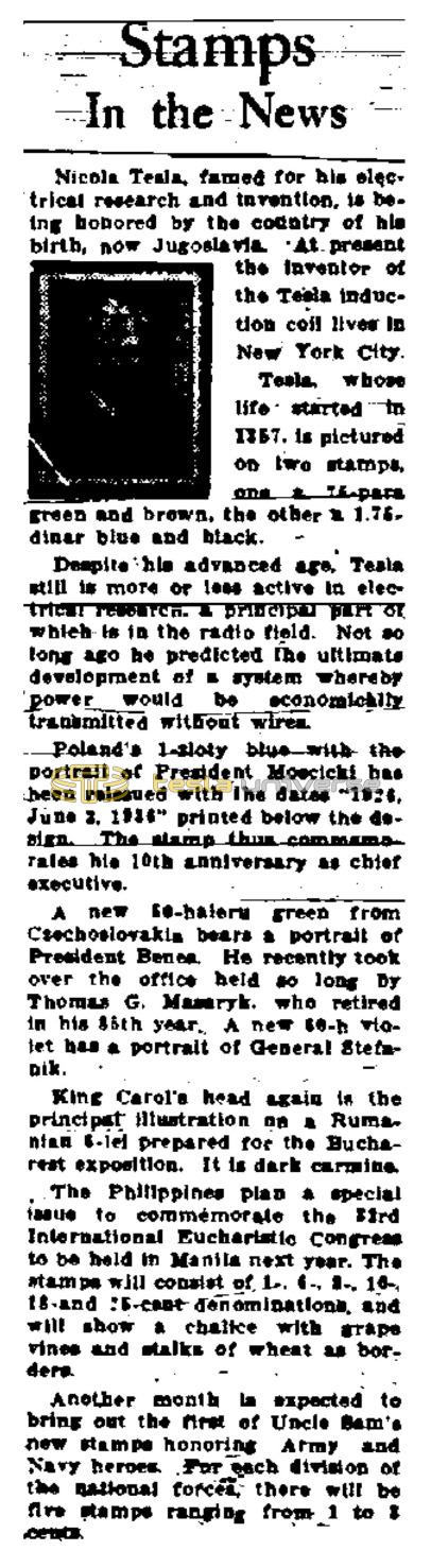 Preview of Stamps in the News (July, 7, 1936) (reprint) article