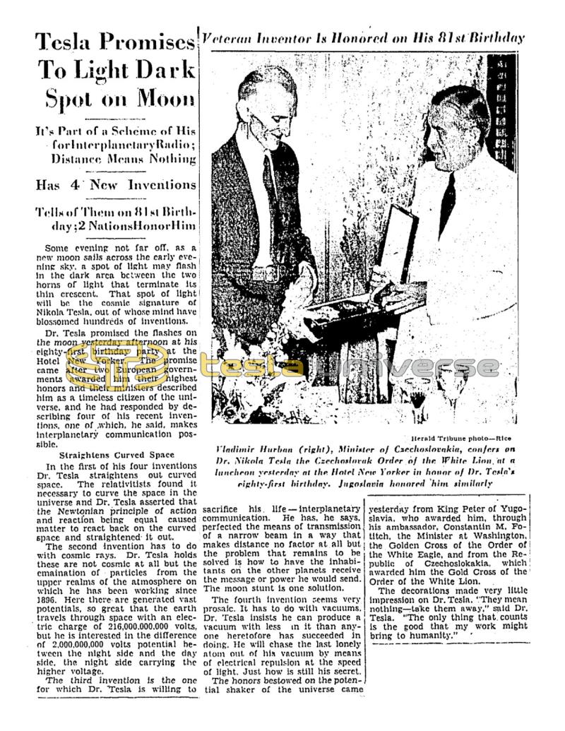 Preview of Nikola Tesla Promises To Light Dark Spot on Moon article