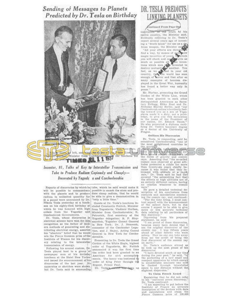 Preview of Sending of Messages to Planets Predicted by Dr. Tesla on Birthday article