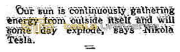 Preview of Nikola Tesla Says the Sun Will Explode (reprint 2) article