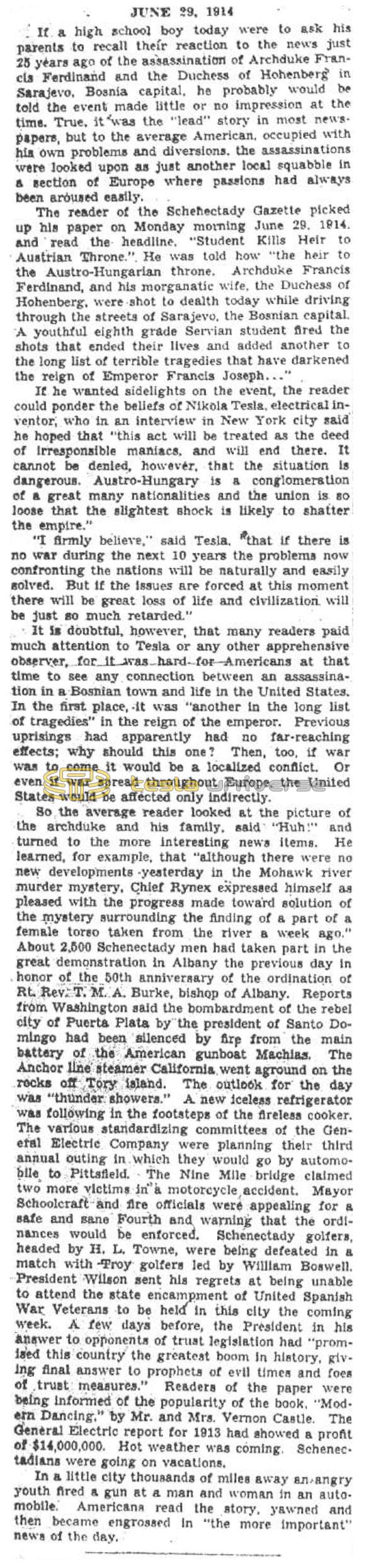 Preview of June 29, 1914 article