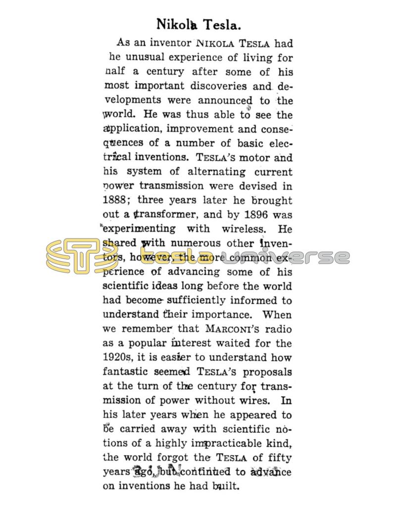 Preview of Nikola Tesla. article