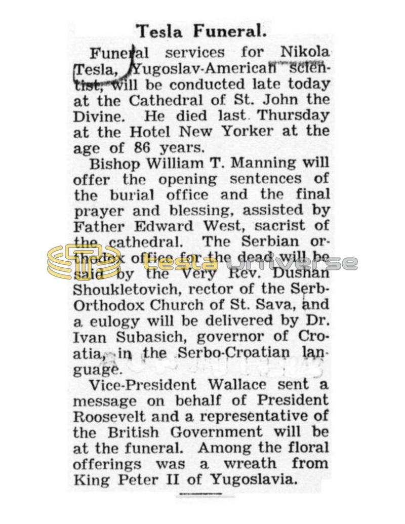 Preview of Tesla Funeral article