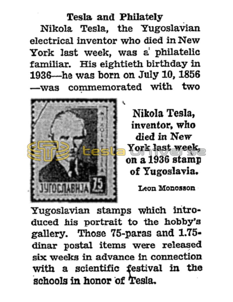 Preview of Tesla and Philately article