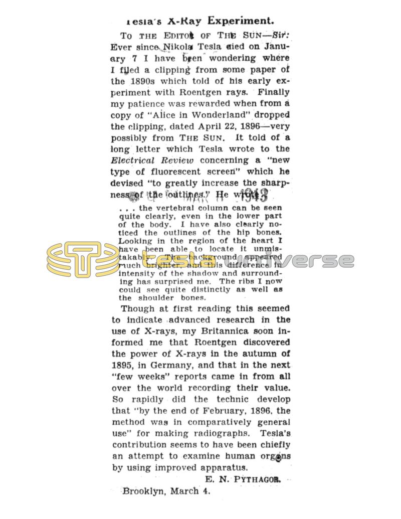 Preview of Tesla's X-Ray Experiment. article