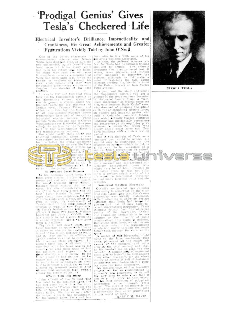 Preview of "Prodigal Genius" Gives Tesla's Checkered Life article
