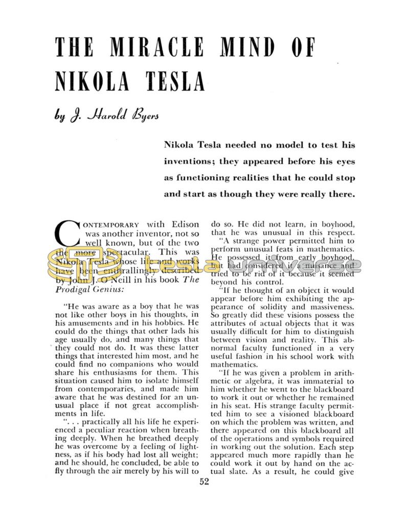Preview of The Miracle Mind of Nikola Tesla article