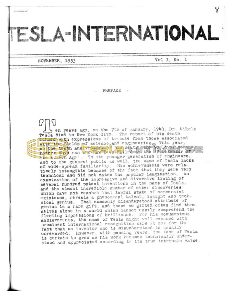 Preview of Tesla-International Vol. I, No. 1 article