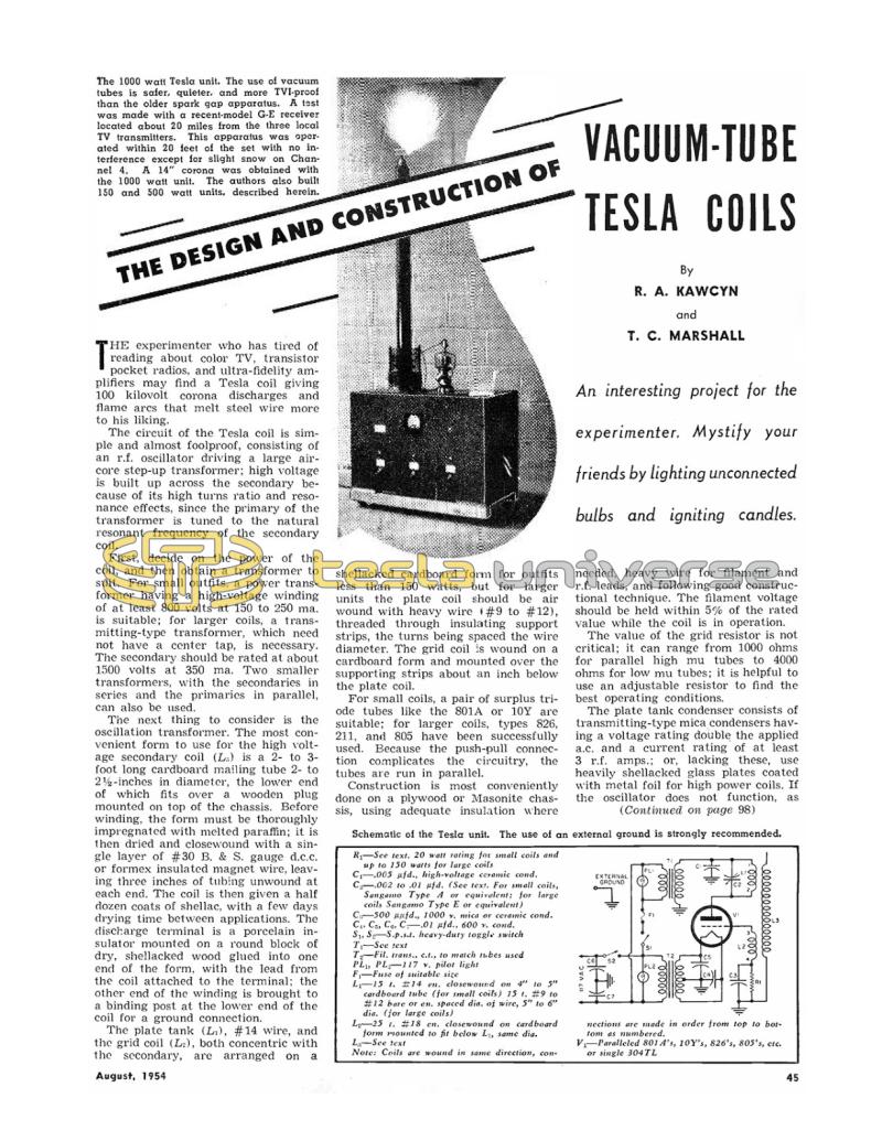 Preview of The Design & Construction of Vacuum Tube Tesla Coils article