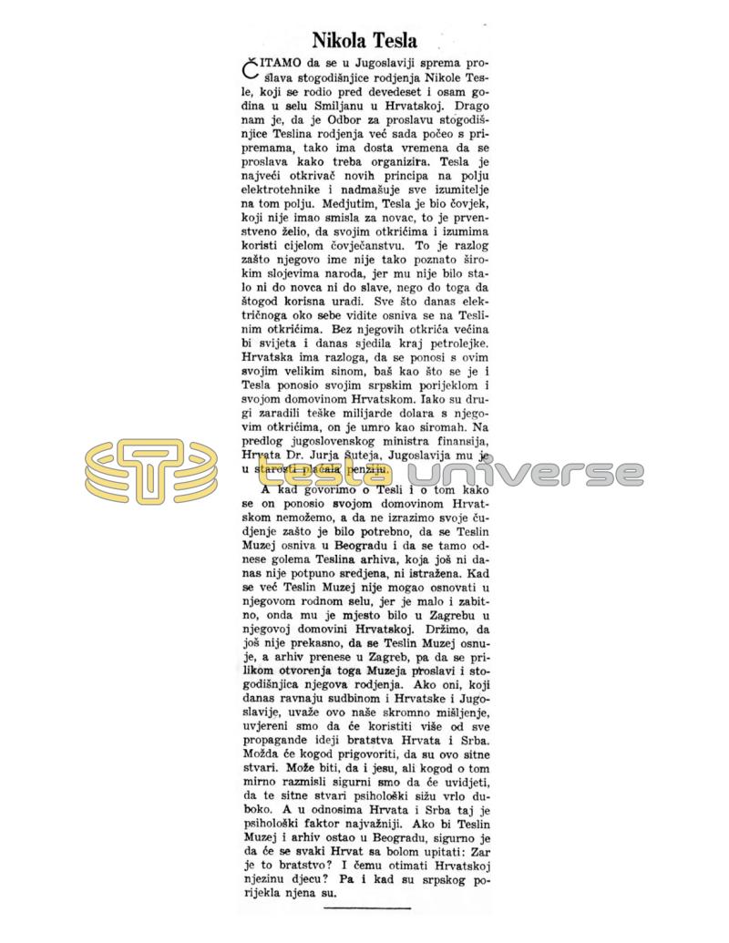 Preview of Nikola Tesla - A Plea to Place His Museum in Croatia article
