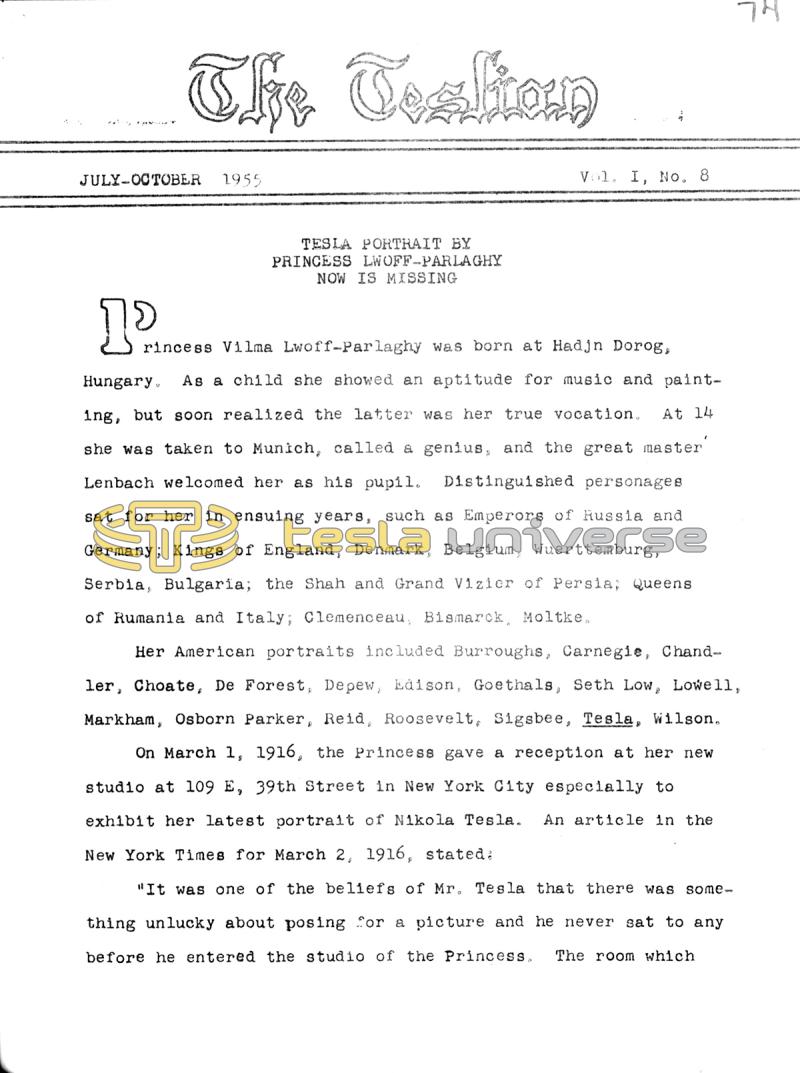 The Teslian - Vol. I, No. 8 - Page 1
