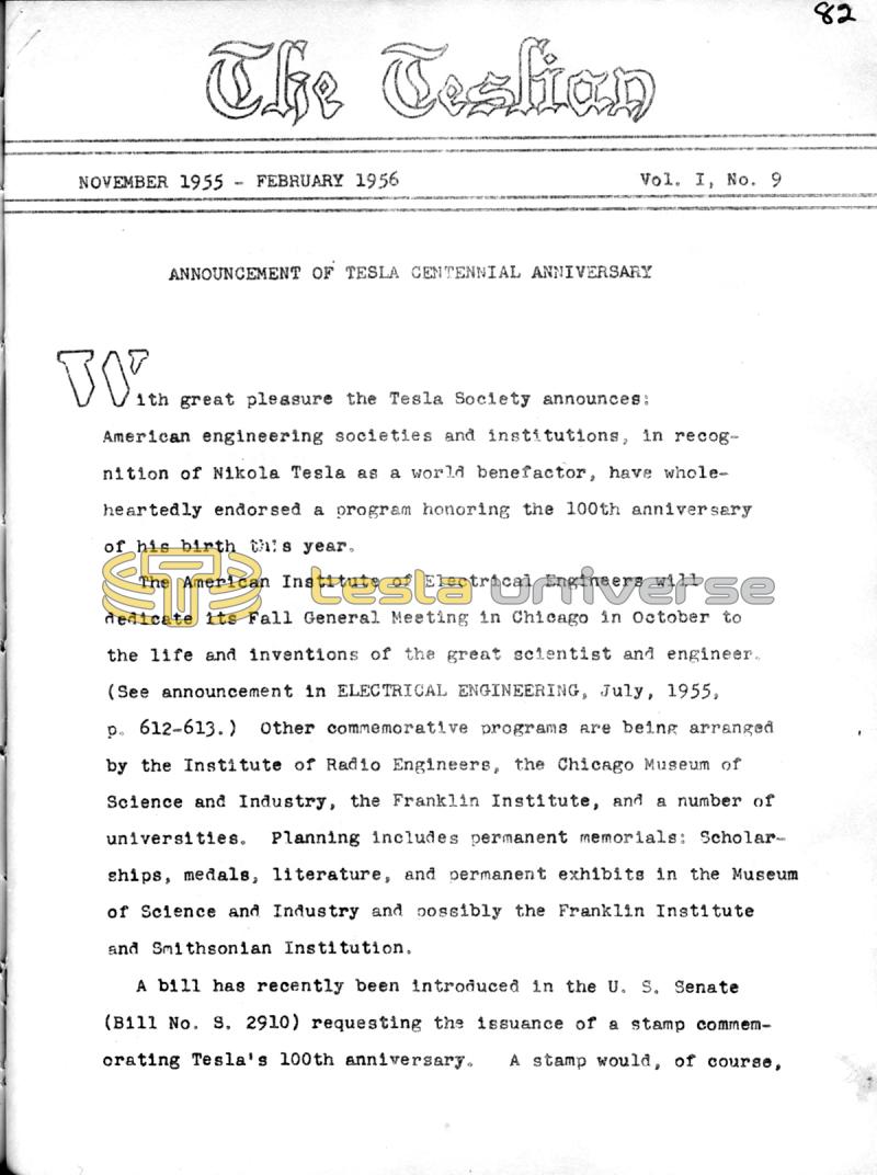 The Teslian - Vol. I, No. 9 - Page 1