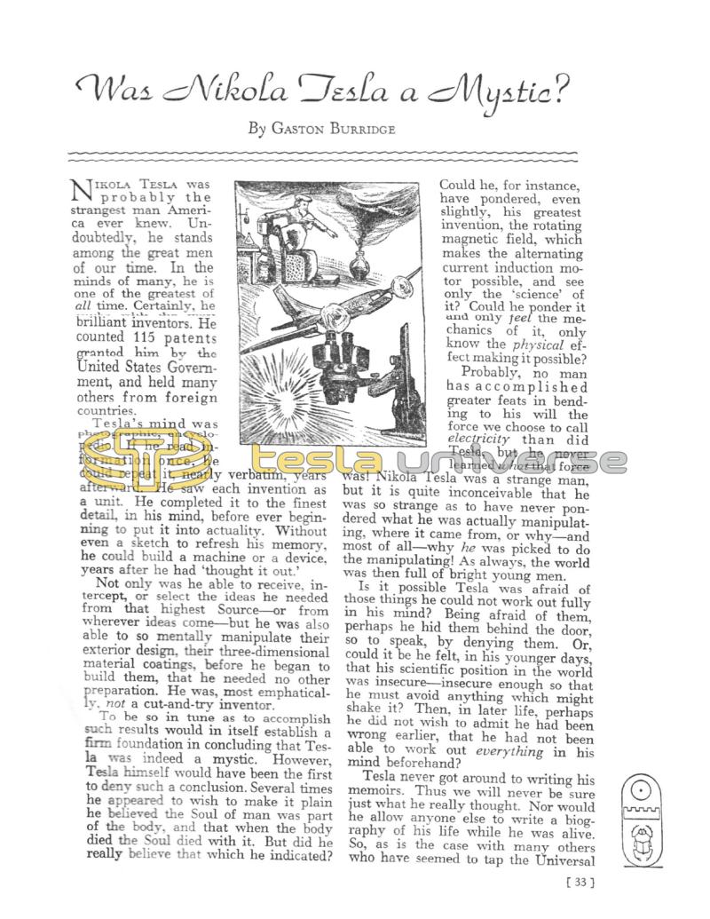 Preview of Was Nikola Tesla a Mystic? article