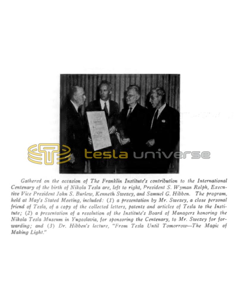 Preview of Public Relations - Honoring of Nikola Tesla Museum in Yugoslavia article