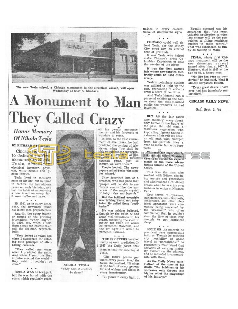 Preview of A Monument to Man They Called Crazy article