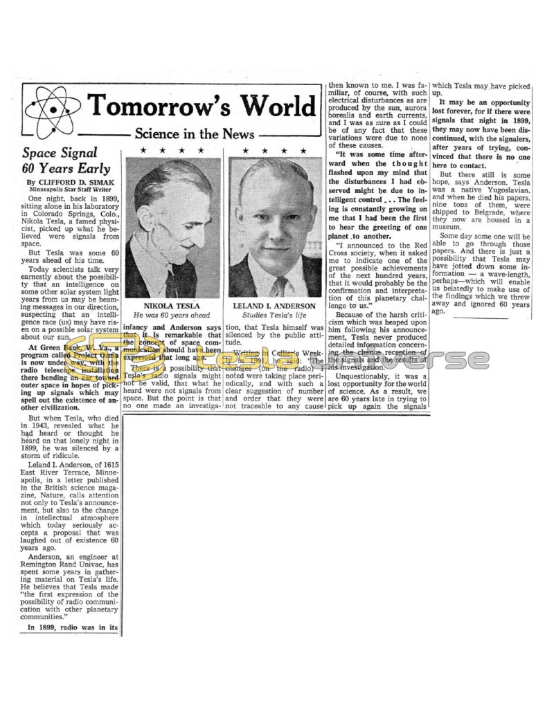 Preview of Space Signal 60 Years Early article