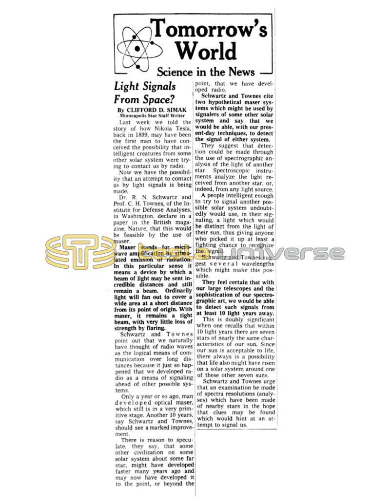 Preview of Light Signals from Space article