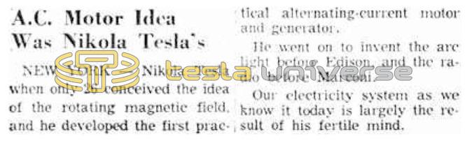Preview of A.C. Motor Idea was Nikola Tesla's article