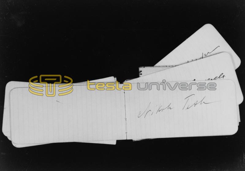 Nikola Tesla’s autograph in Julia Stevens Hoefer’s notebook
