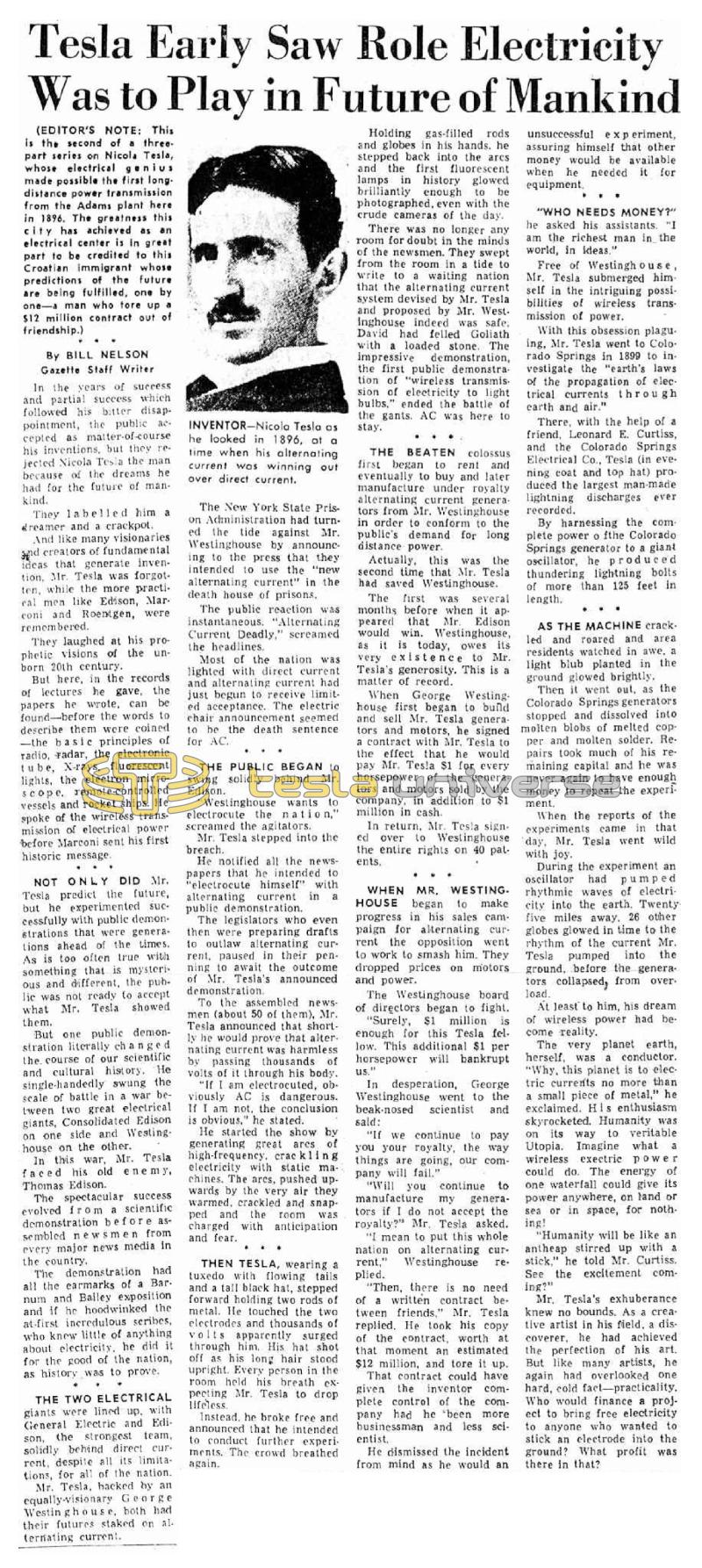 Preview of Tesla Early Saw Role Electricity Was to Play in Future of Mankind article