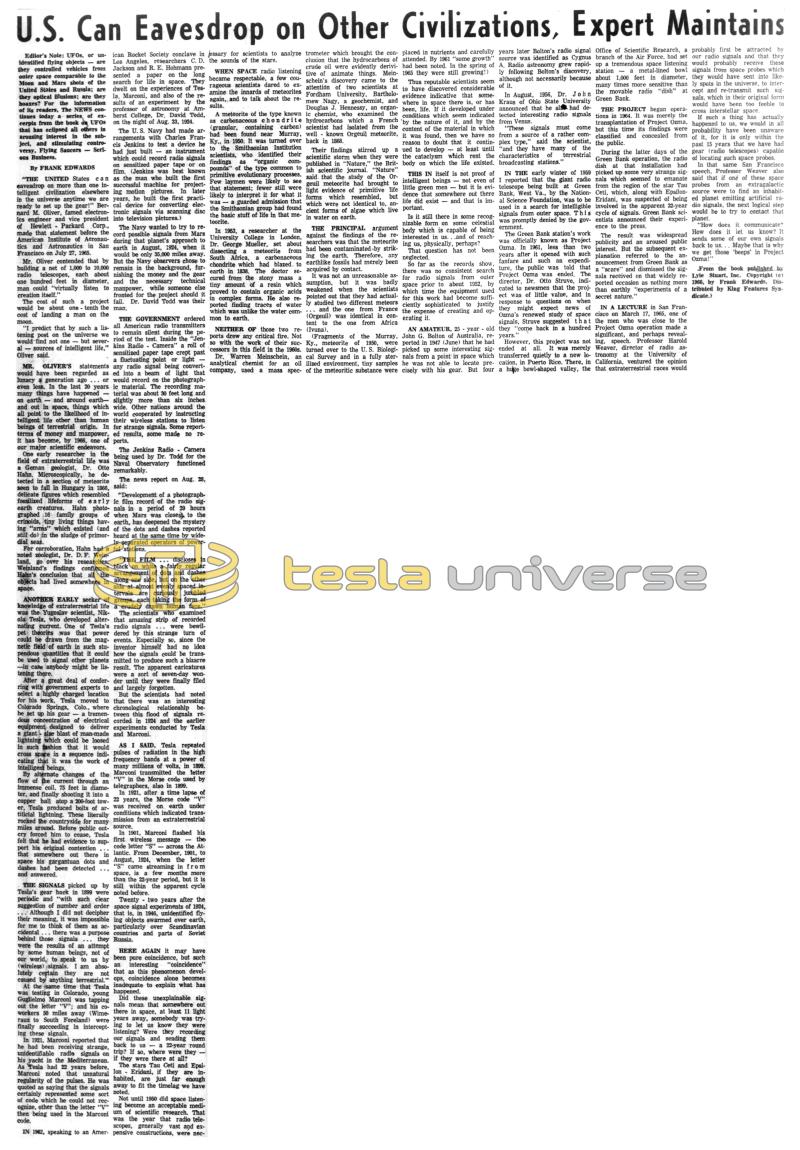 Preview of U.S. Can Eavesdrop on Other Civilizations, Expert Maintains article