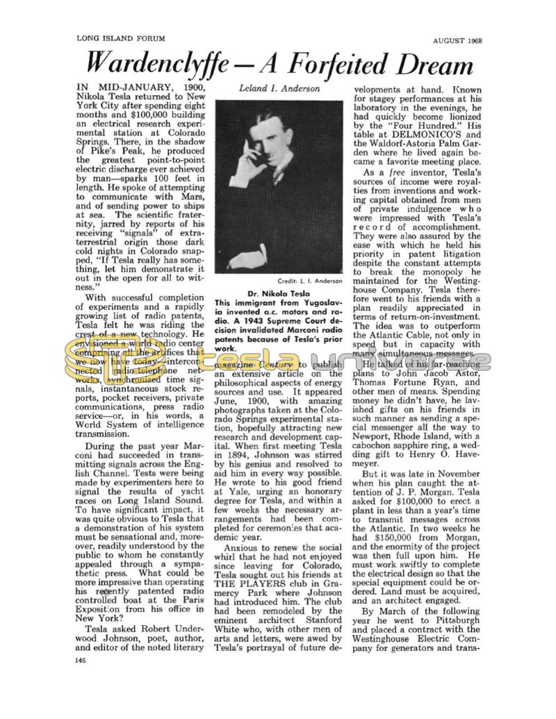 Preview of Wardenclyffe - A Forfeited Dream article