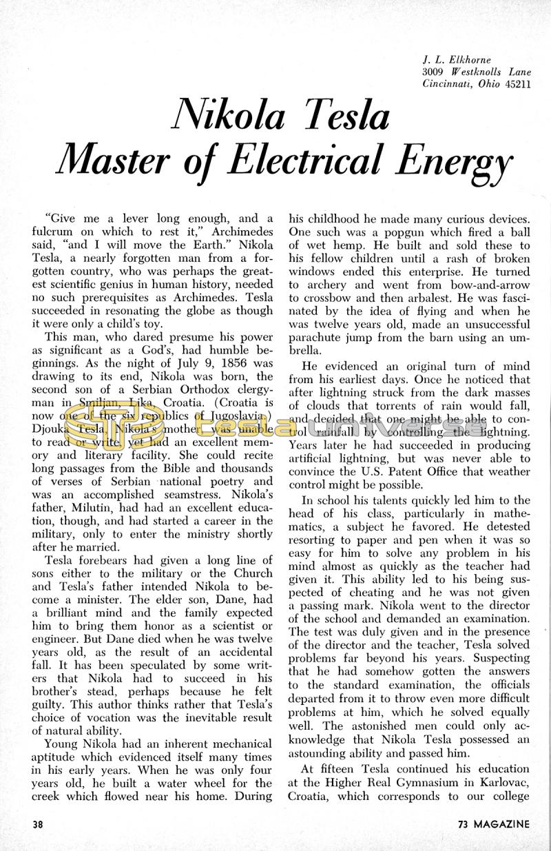 Nikola Tesla - Master of Electrical Energy - Page 1