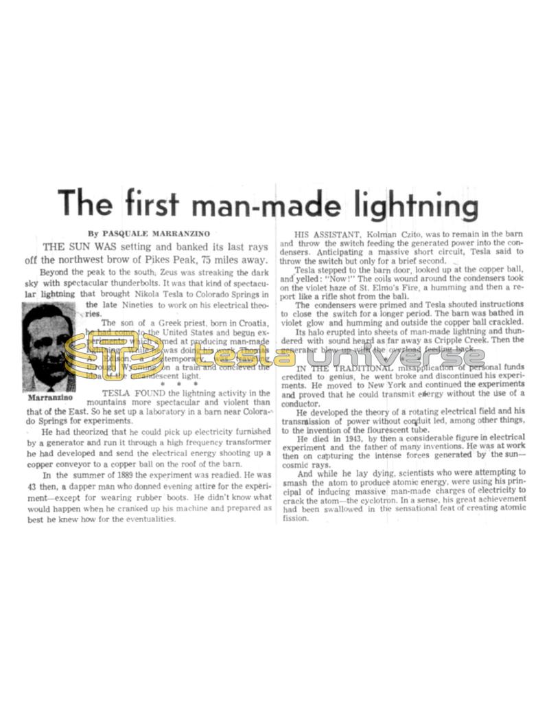 Preview of The First Man-Made Lightning article