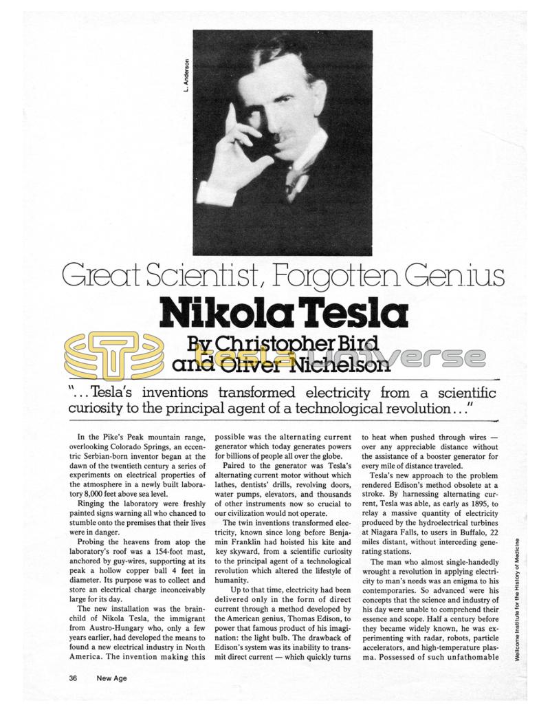 Preview of Nikola Tesla: Great Scientist, Forgotten Genius article