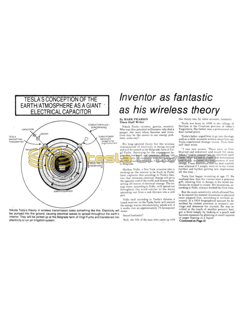 Preview of Inventor as Fantastic as His Wireless Theory article