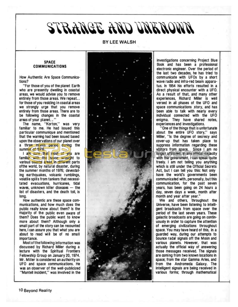 Preview of Strange and Unknown - Space Communications article