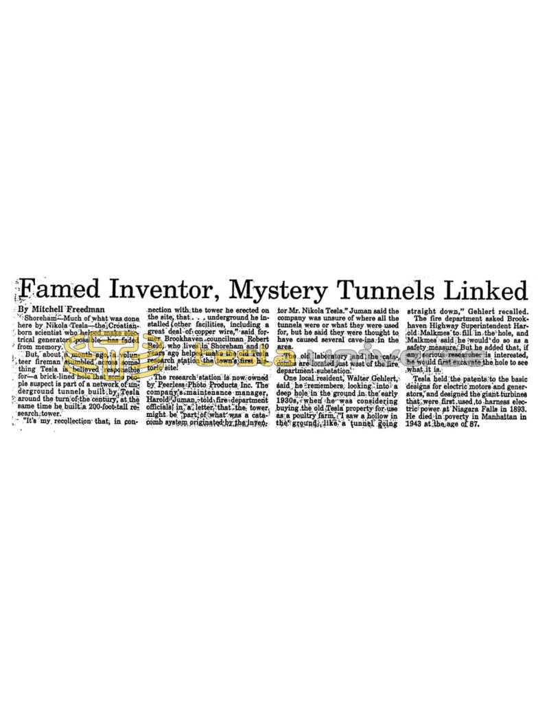 Preview of Famed Inventor, Mystery Tunnels Linked article