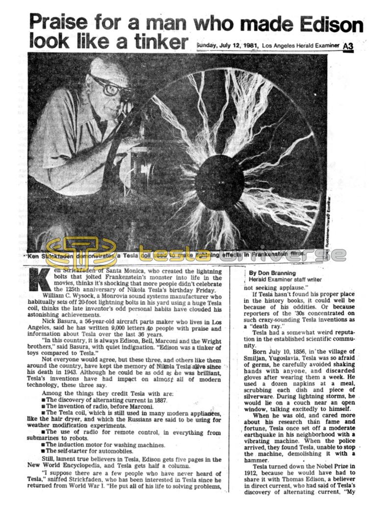 Preview of Praise for a Man Who Made Edison Look Like a Tinker article