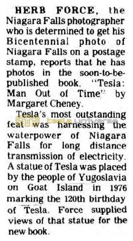 Preview of Niagara Falls Photographer Supplies Photos for Tesla Book article