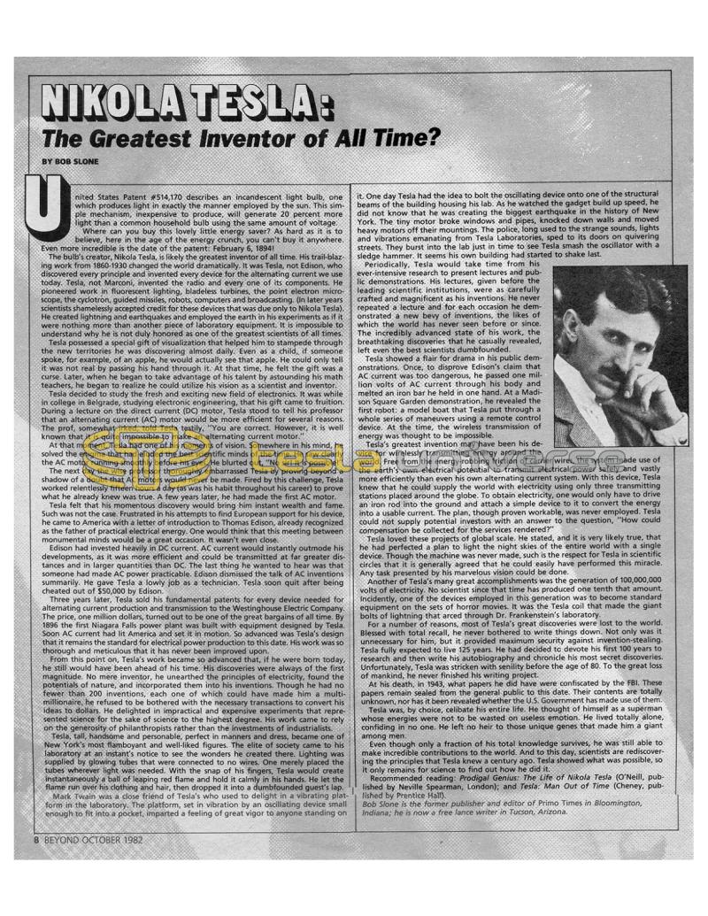 Preview of Nikola Tesla: The Greatest Inventor of All Time? article