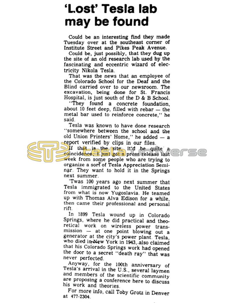 Preview of 'Lost' Tesla lab may be found article