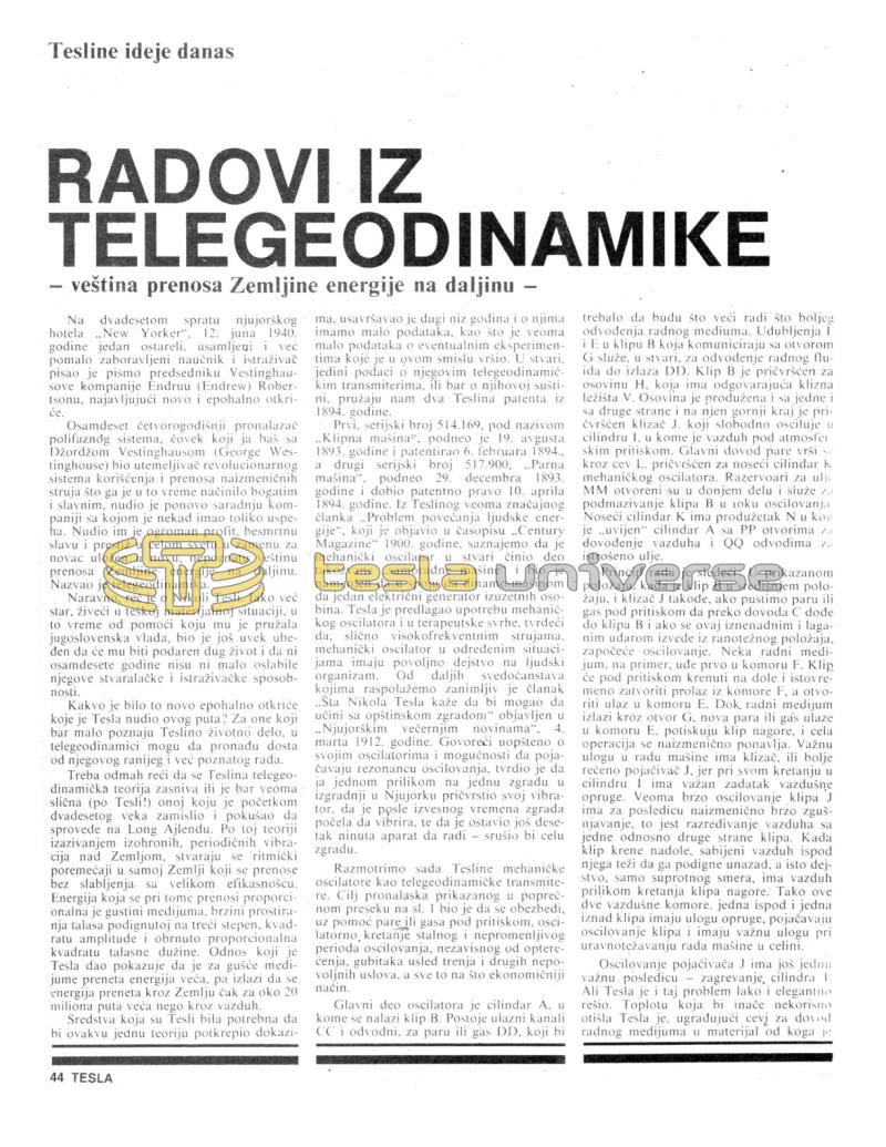 Preview of Works in Telegeodynamics article