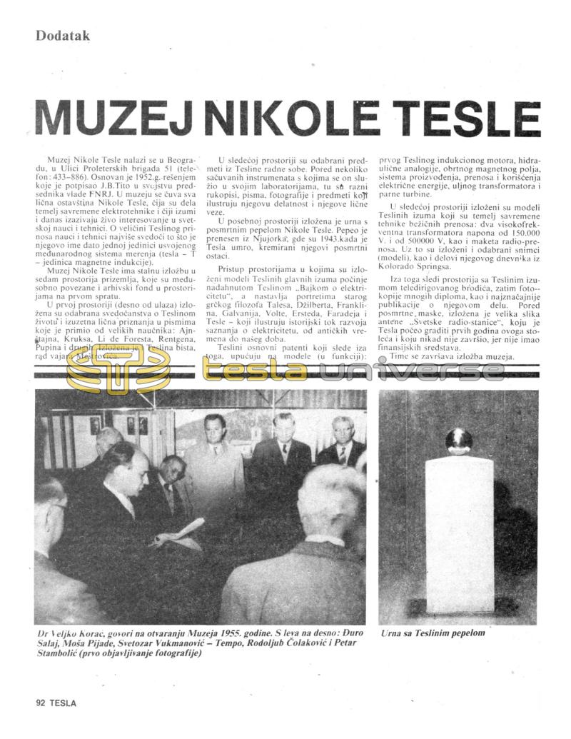 Preview of Nikola Tesla Museum article