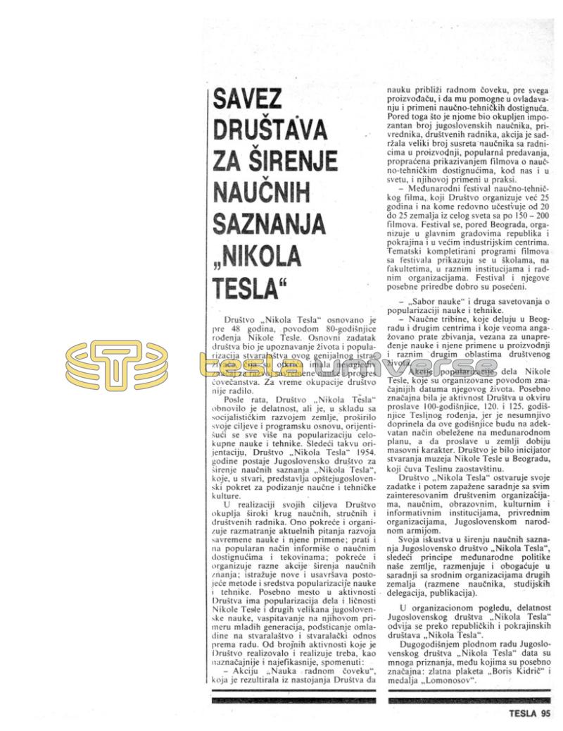 Preview of Association of Societies for the Dissemination of Scientific Knowledge “Nikola Tesla” article