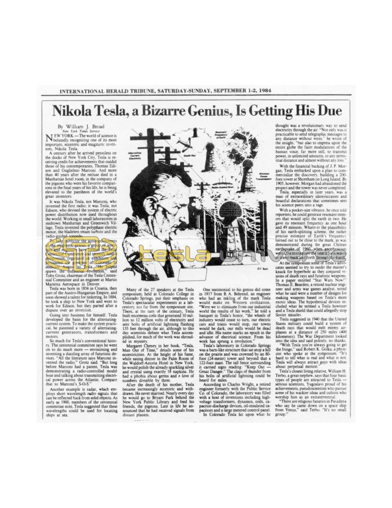 Preview of Nikola Tesla, a Bizarra Genius, Is Getting His Due article