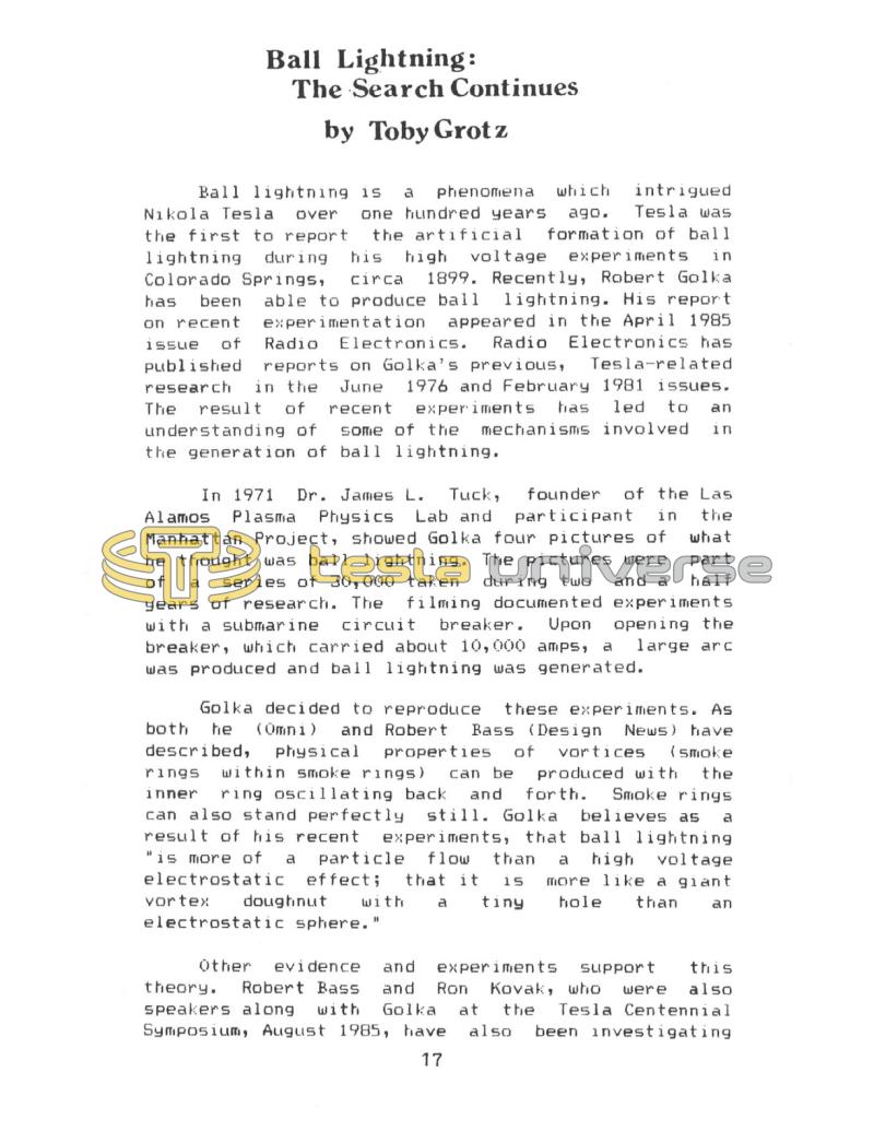 Preview of Ball Lightning: The Search Continues article