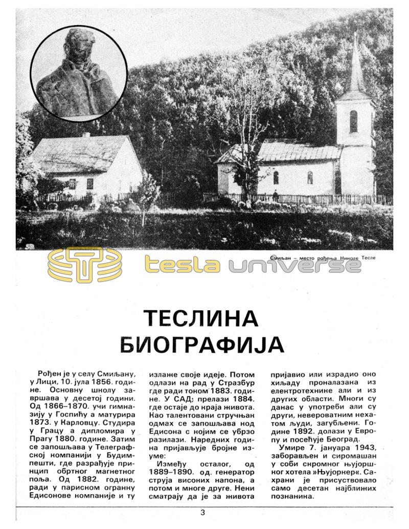 Preview of Nikola Tesla's Biography article