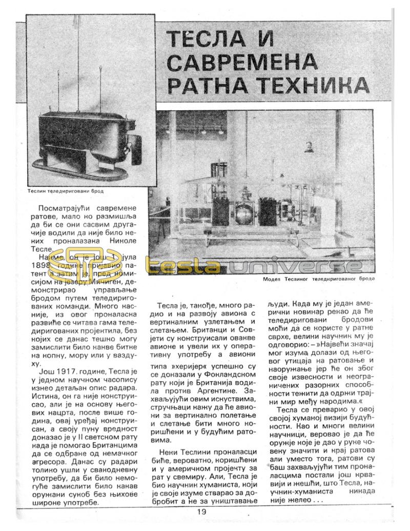 Preview of Nikola Tesla and Contemporary War Technology article