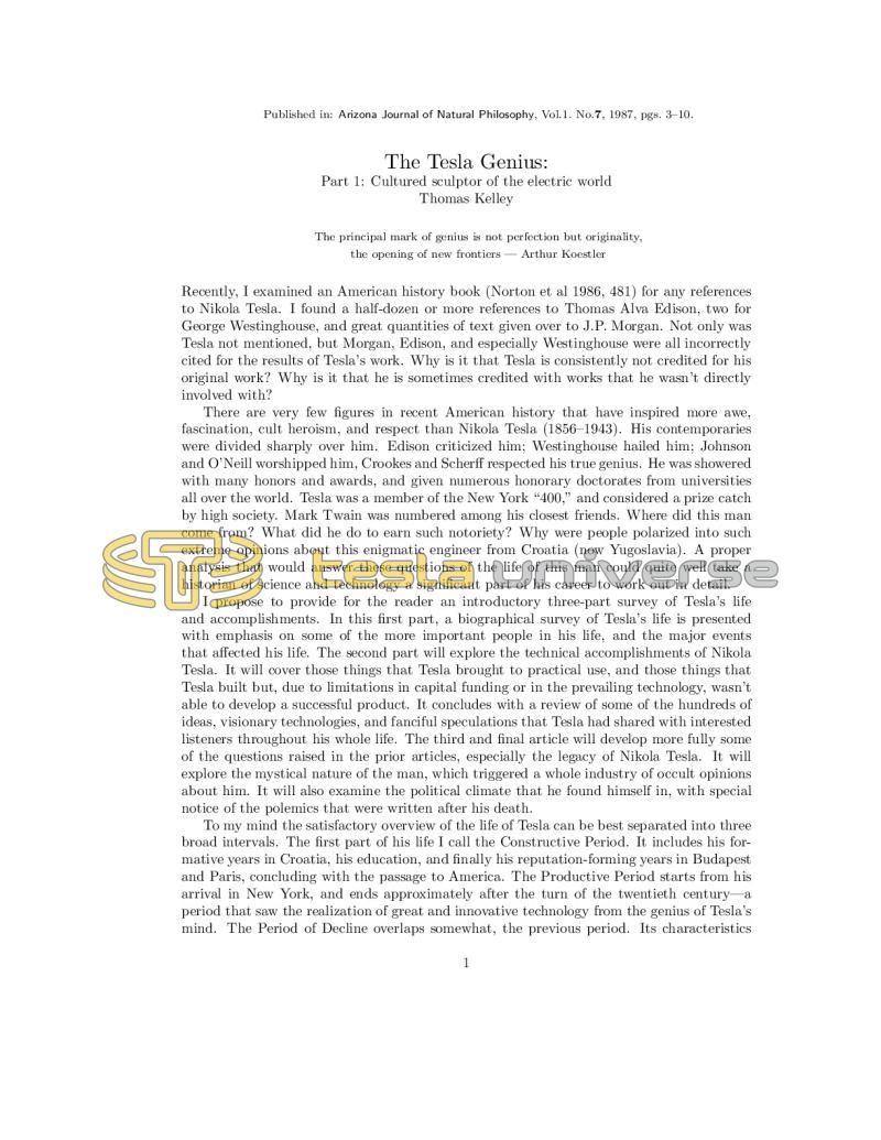 Preview of The Tesla Genius - Part 1: Cultured Sculptor of the Electric World article