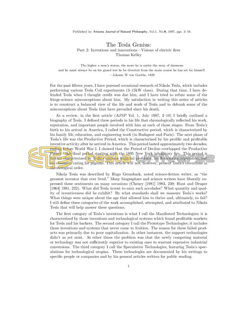 Preview of The Tesla Genius - Part 2: Inventions and Innovations - Visions of Electric Fires article
