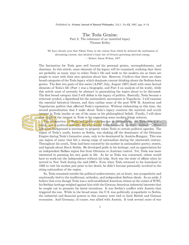 Preview of The Tesla Genius - Part 3: The Substance of an Unsettled Legacy article